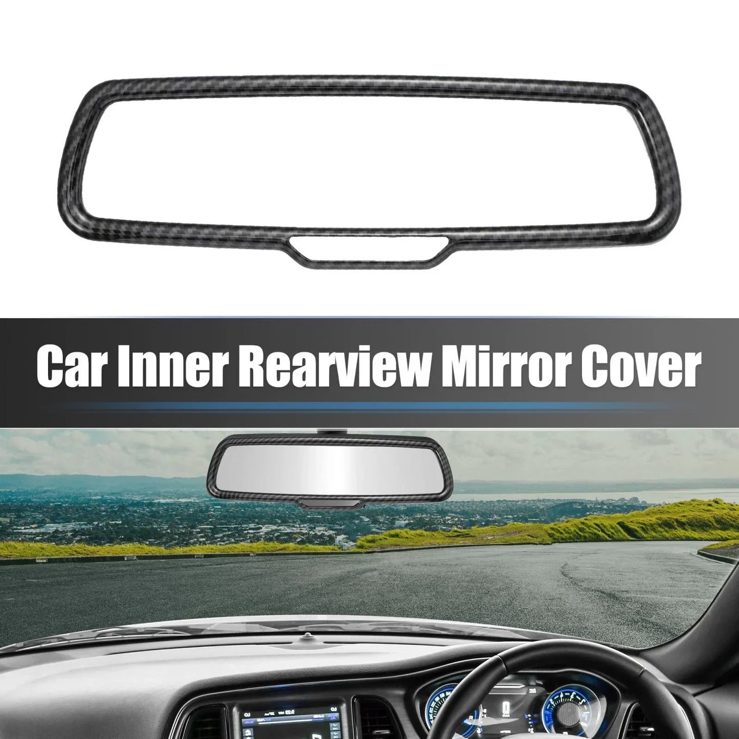 Rearview Mirror Cover ABS Black Carbon Fiber for Dodge
