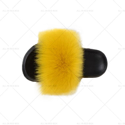 Fur Flat Slippers Sandals for Women - Fluffy Flip Flops