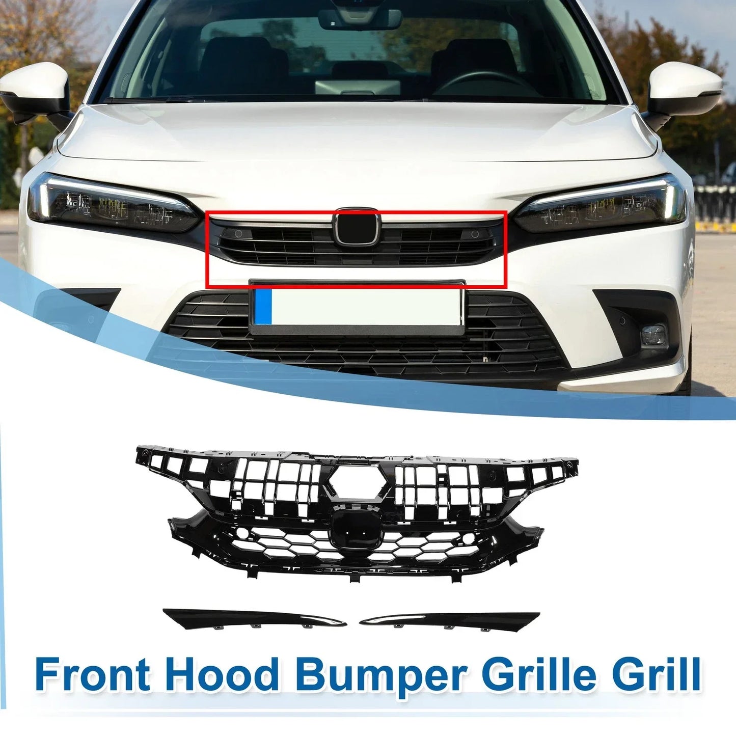 Front Upper Hood Bumper Grille for Honda Civic SI Facelift (2016-2021)