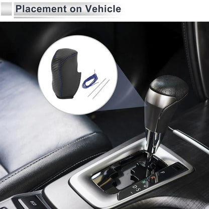 Gear Shift Knob Cover for Honda Civic 2012-2014 Black Carbon Fiber Blue
