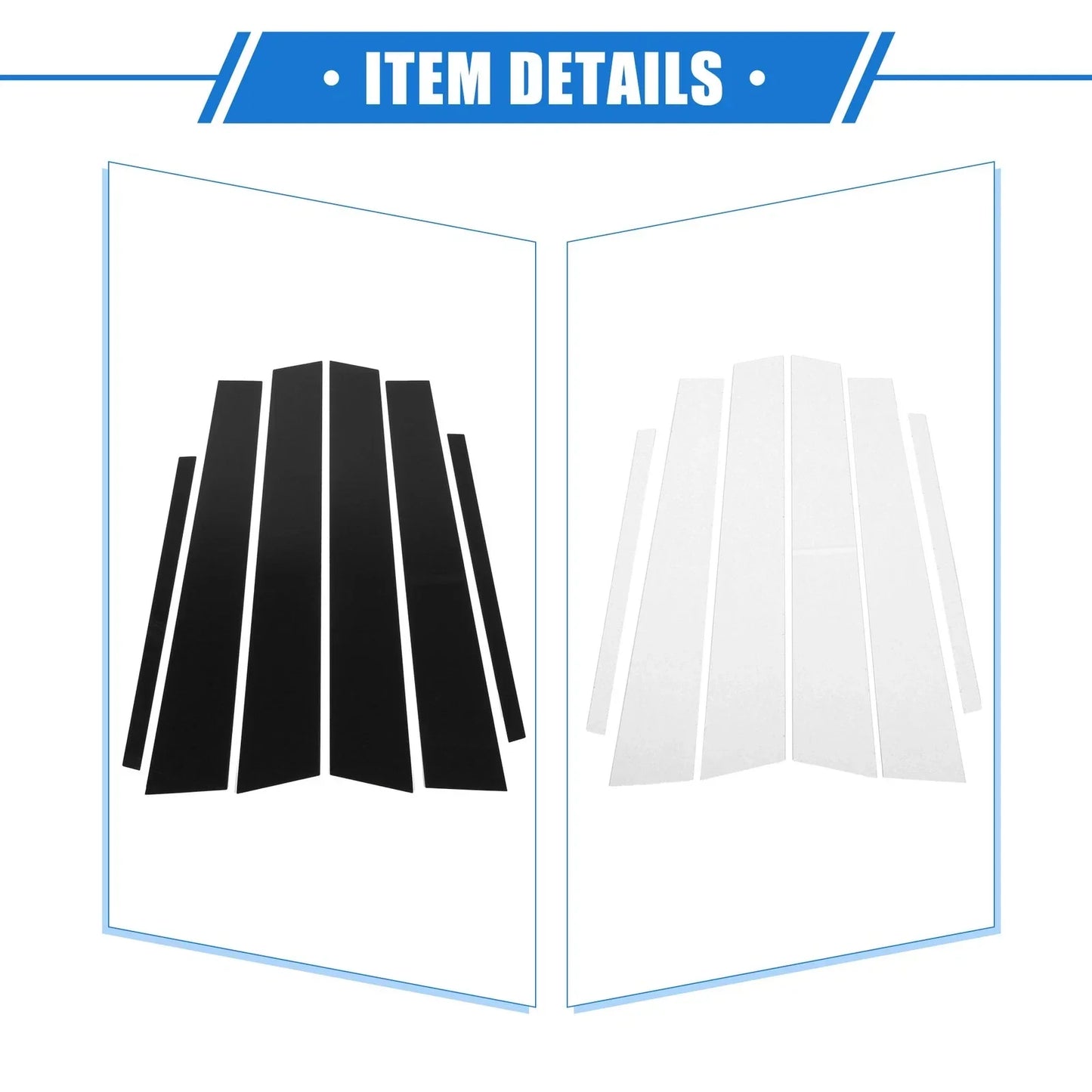 6 x Pillar Post Trim Covers for Honda Accord Sedan (2008-2012) Black