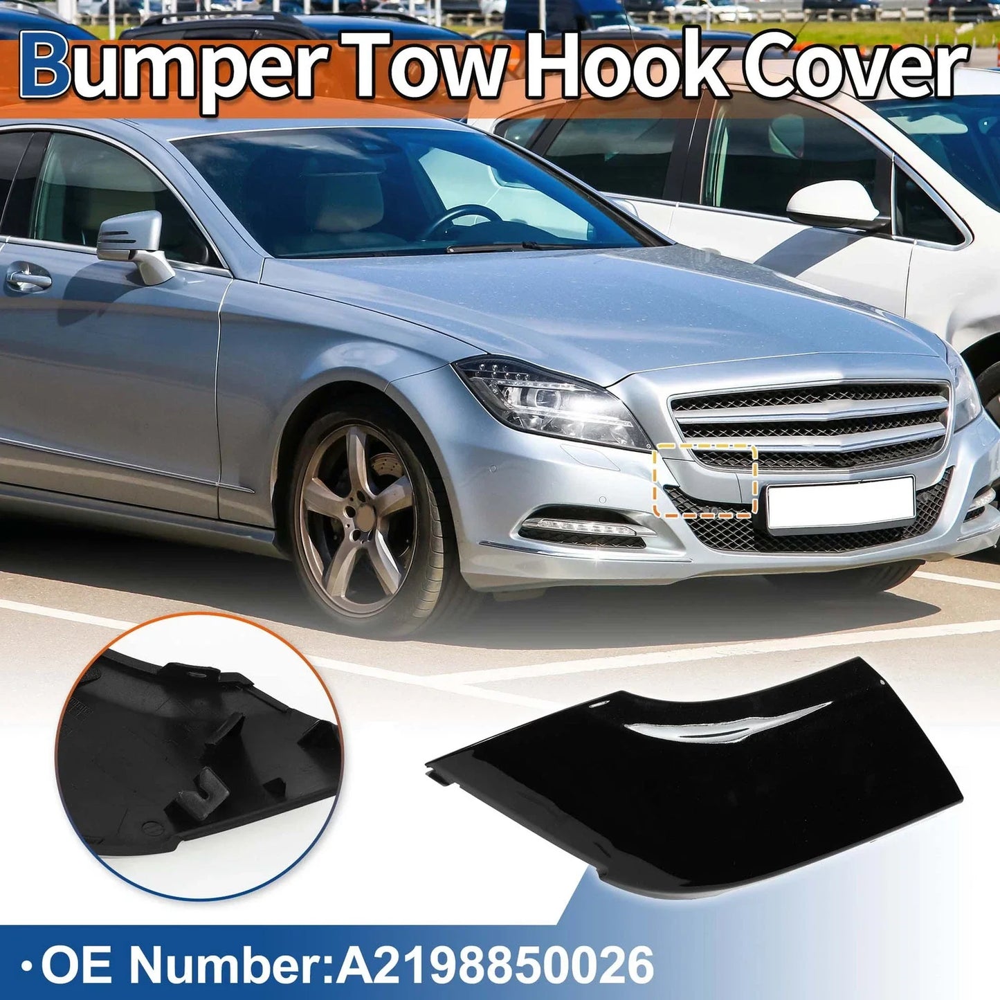 Car Bumper Tow Hook Cover for Mercedes-Benz CLS550 (2012-2018) Black