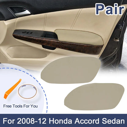 Car Front Door Panels Armrest Covers Beige for Honda Accord Sedan (2008-2012)