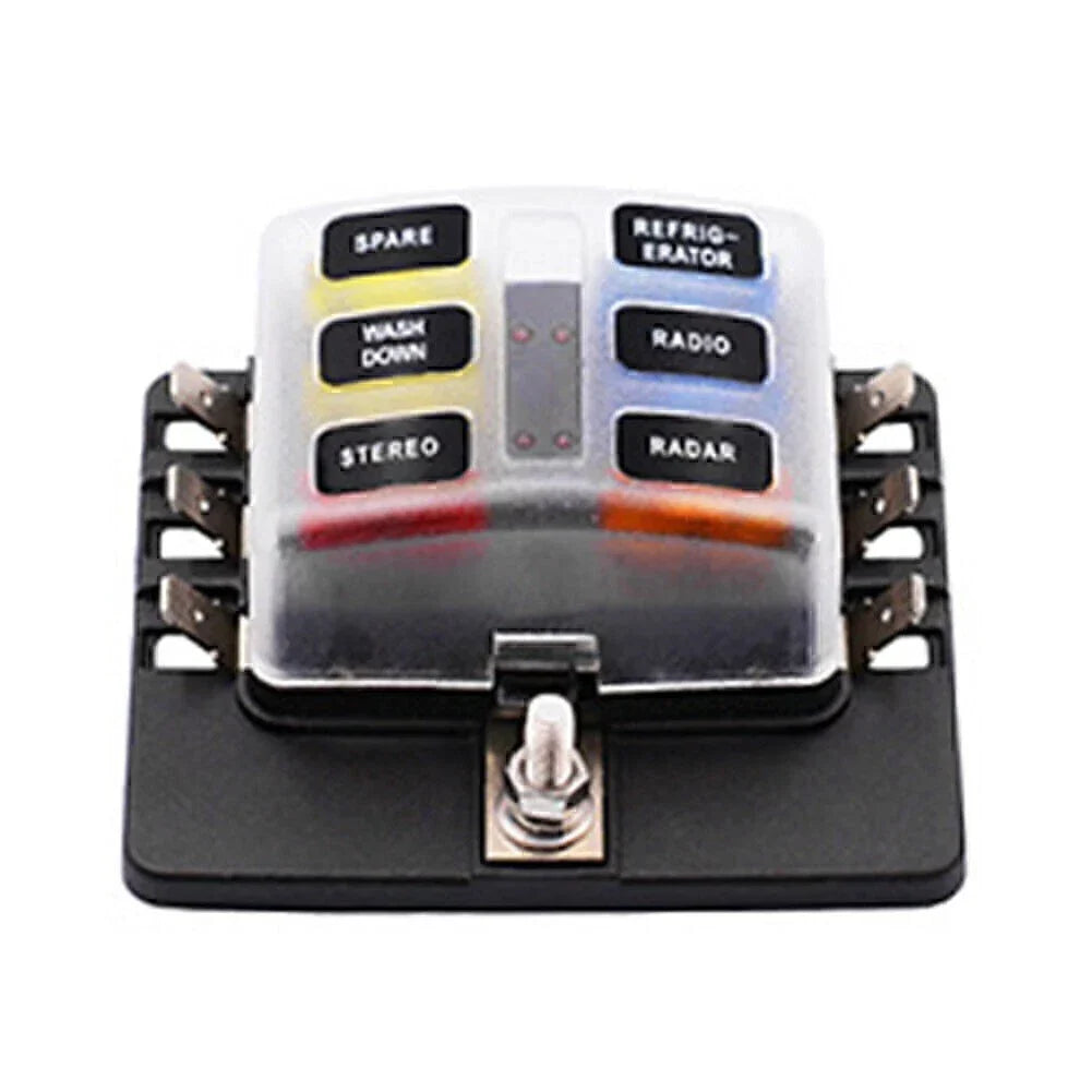 6 Way ATO ATC Blade Fuse Box Holder Cover for Car Boat Bus UTV