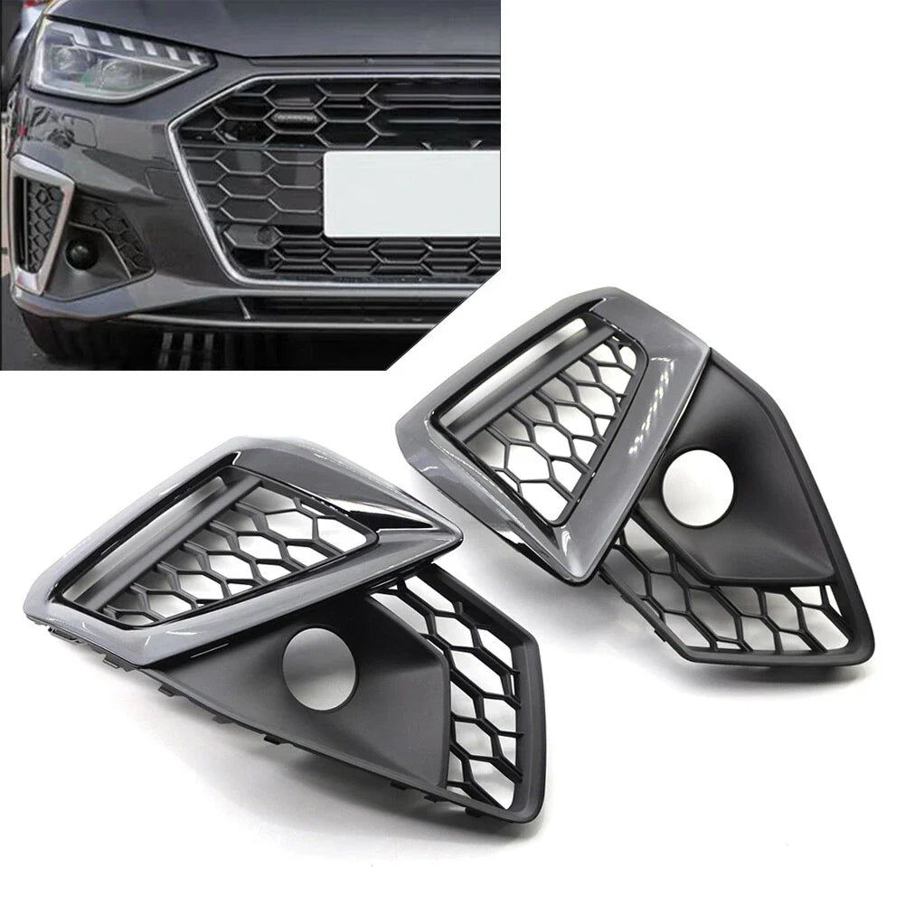 Gloss Black Front Bumper Fog Light Grille for Audi A4L (2020-2022)