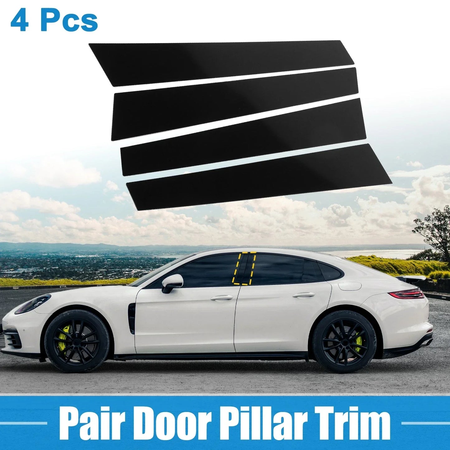 4 Pcs Black Windshield B Pillar Trim Garnish for Porsche Panamera (2010-2023)