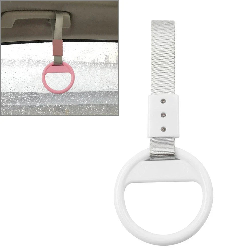 Silver & White Round Ring Train Bus Handle Hand Strap Drift Charm Tools