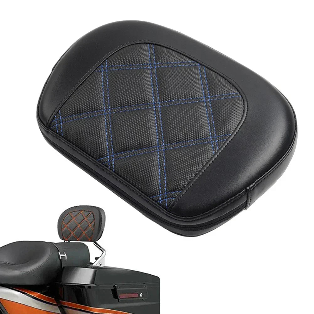 Passenger Sissy Bar Backrest Pad with Blue Stitching for Harley Electra Glide