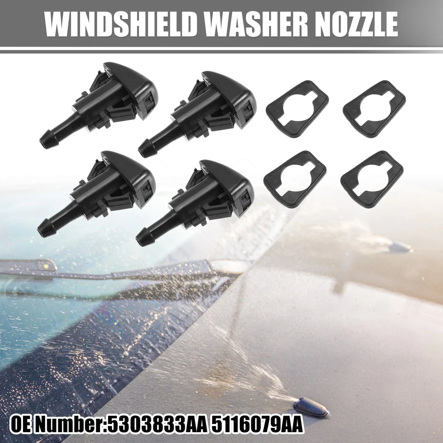 4 x Car Windshield Washer Nozzles for Dodge Ram (2009-2015)