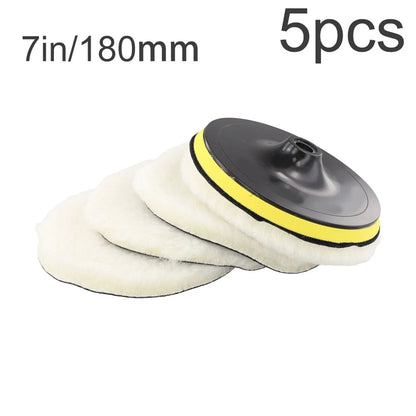 5 x Car Polishing Pads Waxing Cleaning Detailing Wool Bonnets Buffer Tool for Car