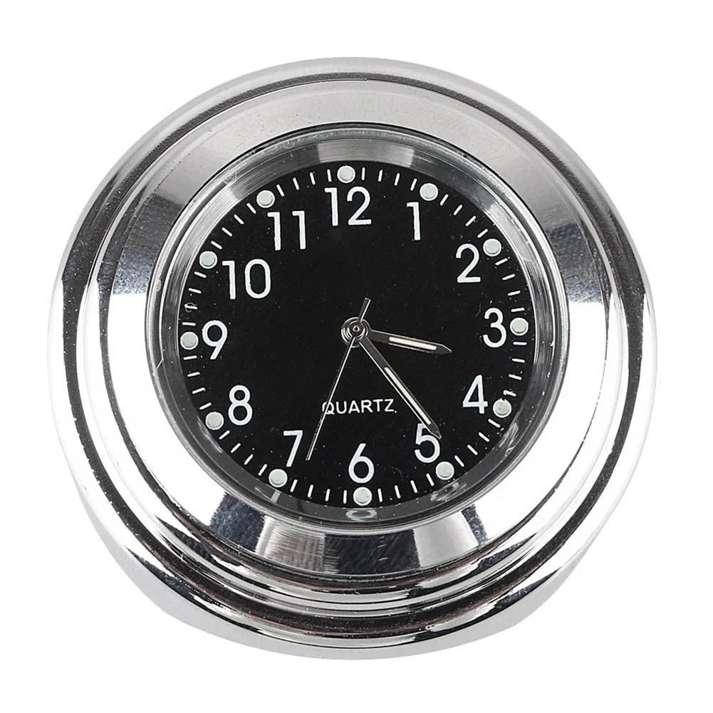 1x 7/8" Digital Clock Time Gauge for Motorcycle Handlebar - Silver