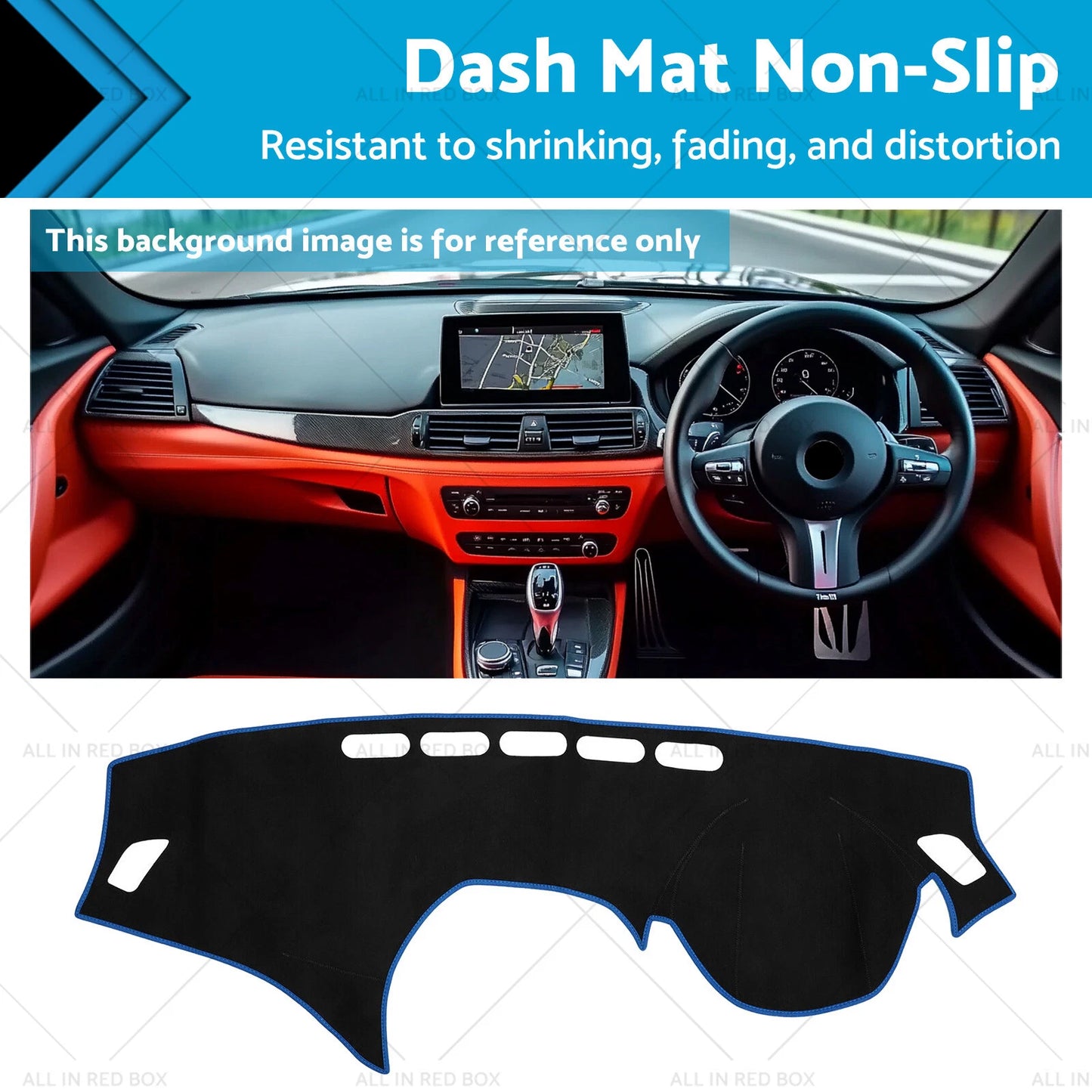 Non-Slip Dash Mat Cover for BMW 1 Series F20 (2012-2017) Black Blue