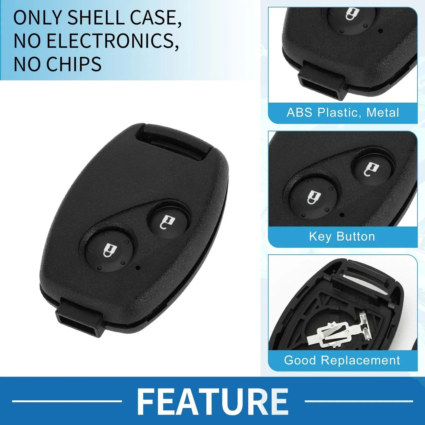 2 x Keyless Entry Remote Key Fob Shell Case for Honda Civic (2006-2013)