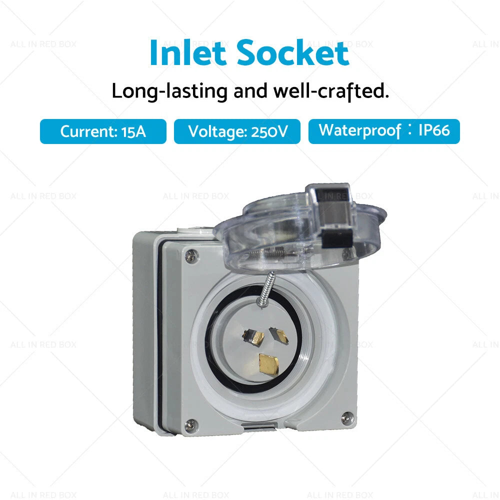 15A 3-Pin Power Inlet Socket for Caravan Motor Home RV (250V)