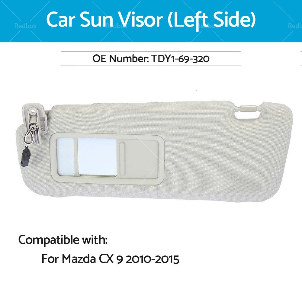 Gray Left Sun Visor with Mirror for Mazda CX-9 (2010-2015)