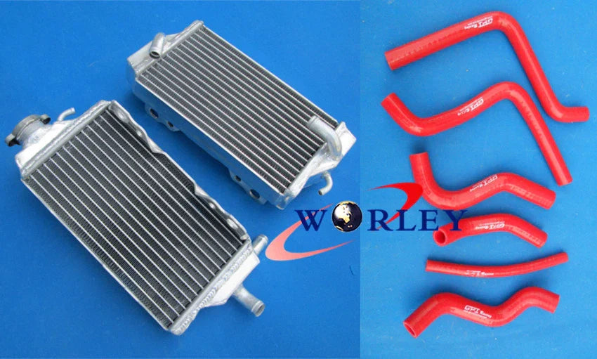 Aluminum Radiator + Red Silicone Hose for Honda CR125R (2000-2001)