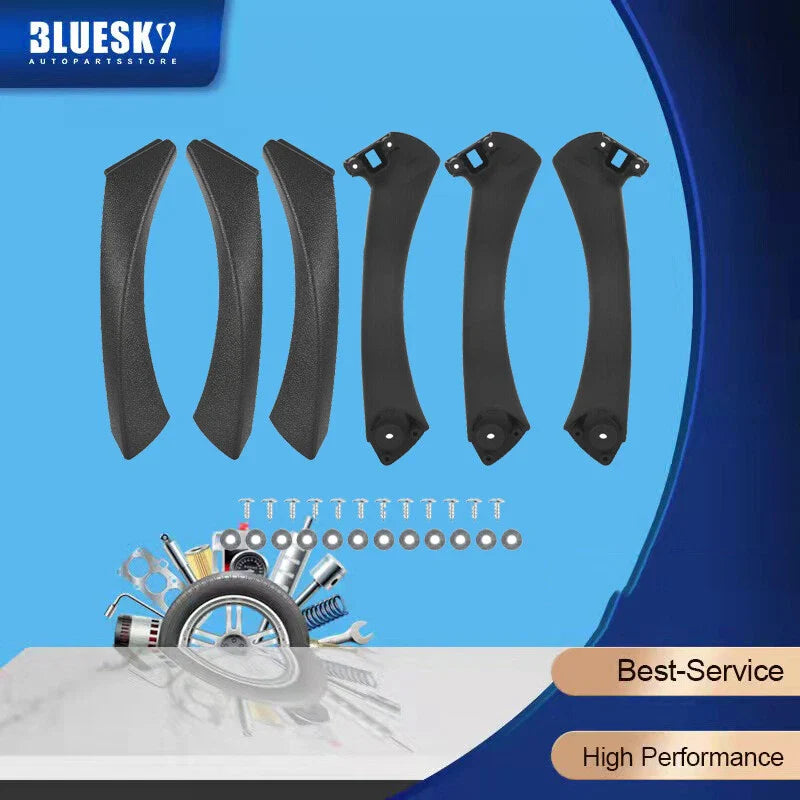 6 x Black Inner Door Panel Handle Pull Trim Covers for BMW E90 3 Series (2007-2013)