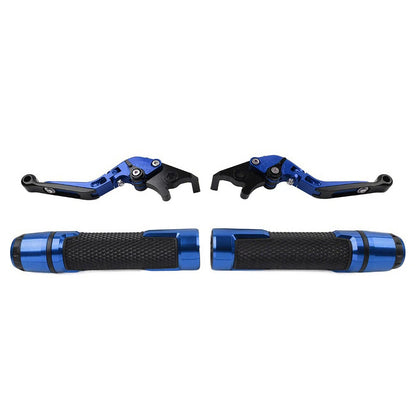 Blue Extendable Brake Clutch Levers & Handlebar Grips for Suzuki GSXS125