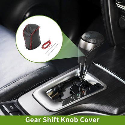 Car Gear Shift Knob Cover for Lexus RX300 2015-2022 Black Carbon Fiber Red