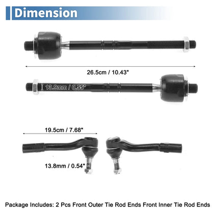 4pcs Front Inner Outer Tie Rod Ends for Mercedes-Benz C55 (2005-2006)