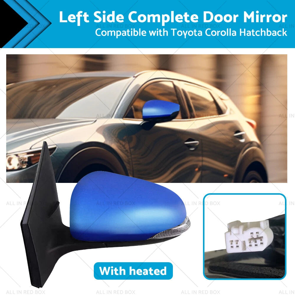 Left Blue Heated Door Mirror for Toyota Corolla ZRE182 (2012-2018)