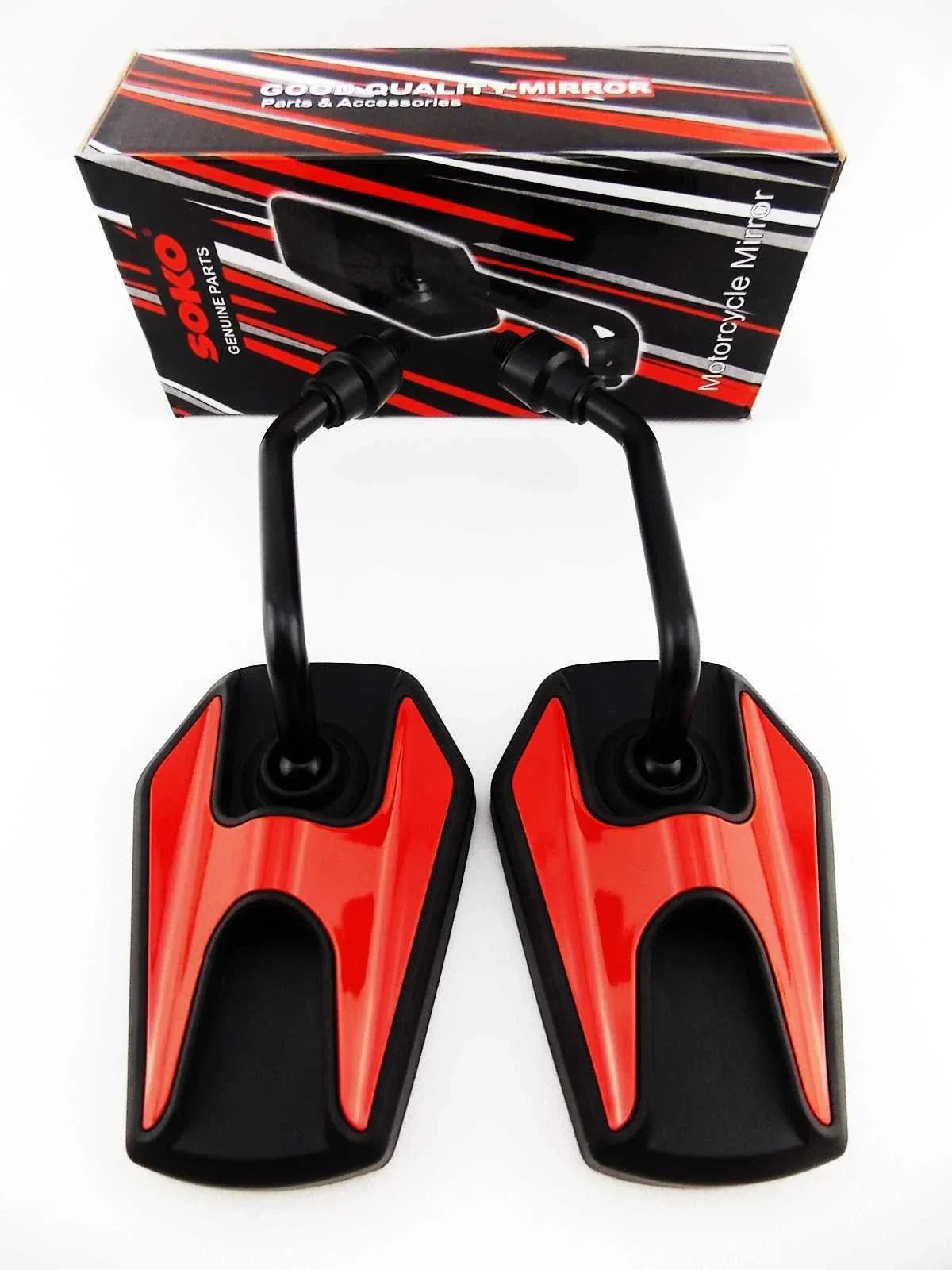 Black Red Hex Soko Mirrors for Yamaha XJR1300 (1999-2015)