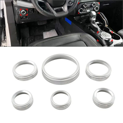 Stereo Tune Knob Headlight Switch Covers for Ford Bronco (2021-2022) Silver