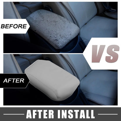 Car Center Console Armrest Cover for Honda Civic 2012-2015 Faux Leather Gray