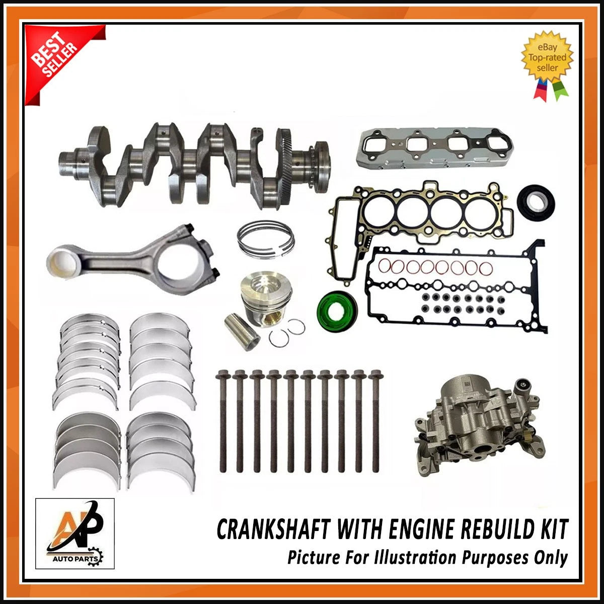 Crankshaft with Engine Rebuild Kit Replacement for Jaguar 204DTD (2000–2005)