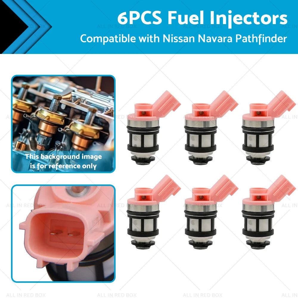 6 x Fuel Injectors for Nissan Navara D21 D22 Pathfinder (1997-2004)