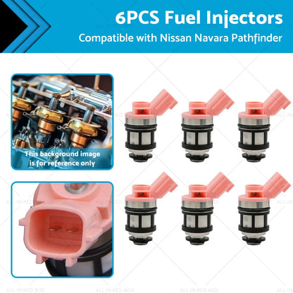 6 x Fuel Injectors for Nissan Navara D21 D22 Pathfinder (1997-2004)