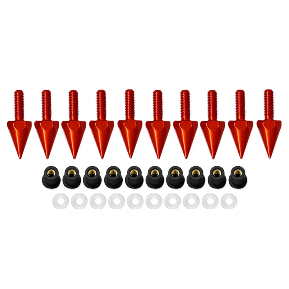 5MM Windshield Spike Bolts for Motorcycle - 10 Pcs Red