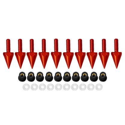 5MM Windshield Spike Bolts for Motorcycle - 10 Pcs Red