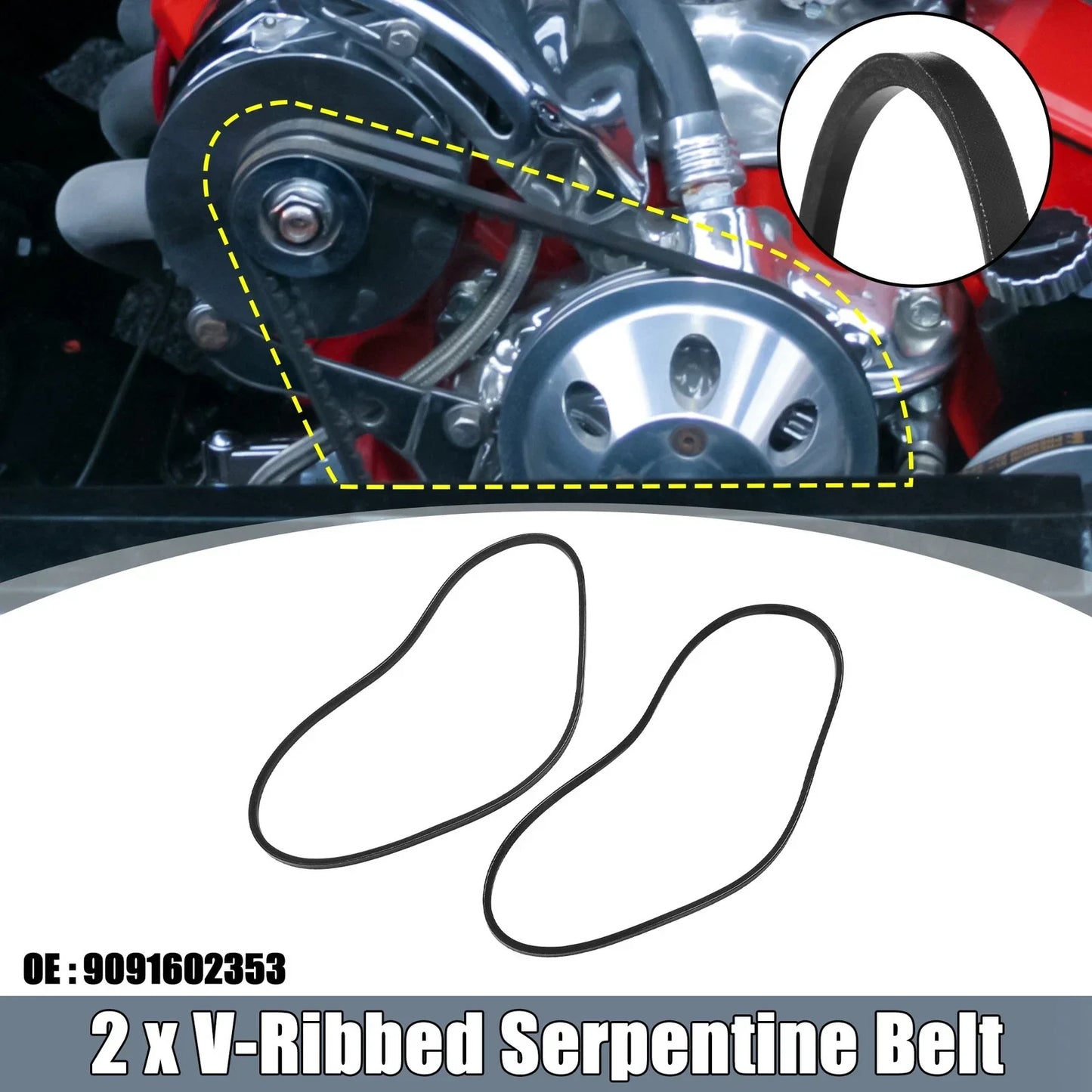 2 x V-Ribbed Serpentine Drive Belts for Lexus LX450 (1996-1997)