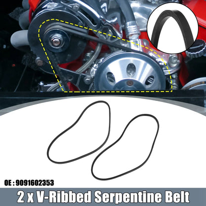 2 x V-Ribbed Serpentine Drive Belts for Lexus LX450 (1996-1997)