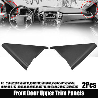 2 x Front Door Upper Trim Panels for Chevy Silverado & GMC Sierra