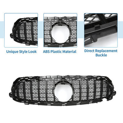 Front Upper Bumper Grille for Mercedes E200 AMG Body Styling Black (2017-2023)