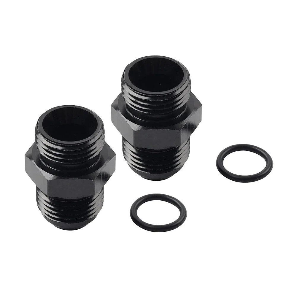Black Aluminum AN10 Flare to 8AN ORB Male Fitting Adapter w/ O-Rings