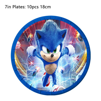 51pcs Sonic Birthday Party Supplies - Tablecloth, Plates, Napkins, Cups