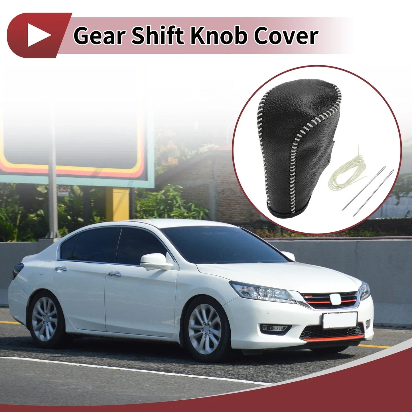 Gear Shift Knob Cover for Honda Accord 2008-2012 Pebbled Black Beige
