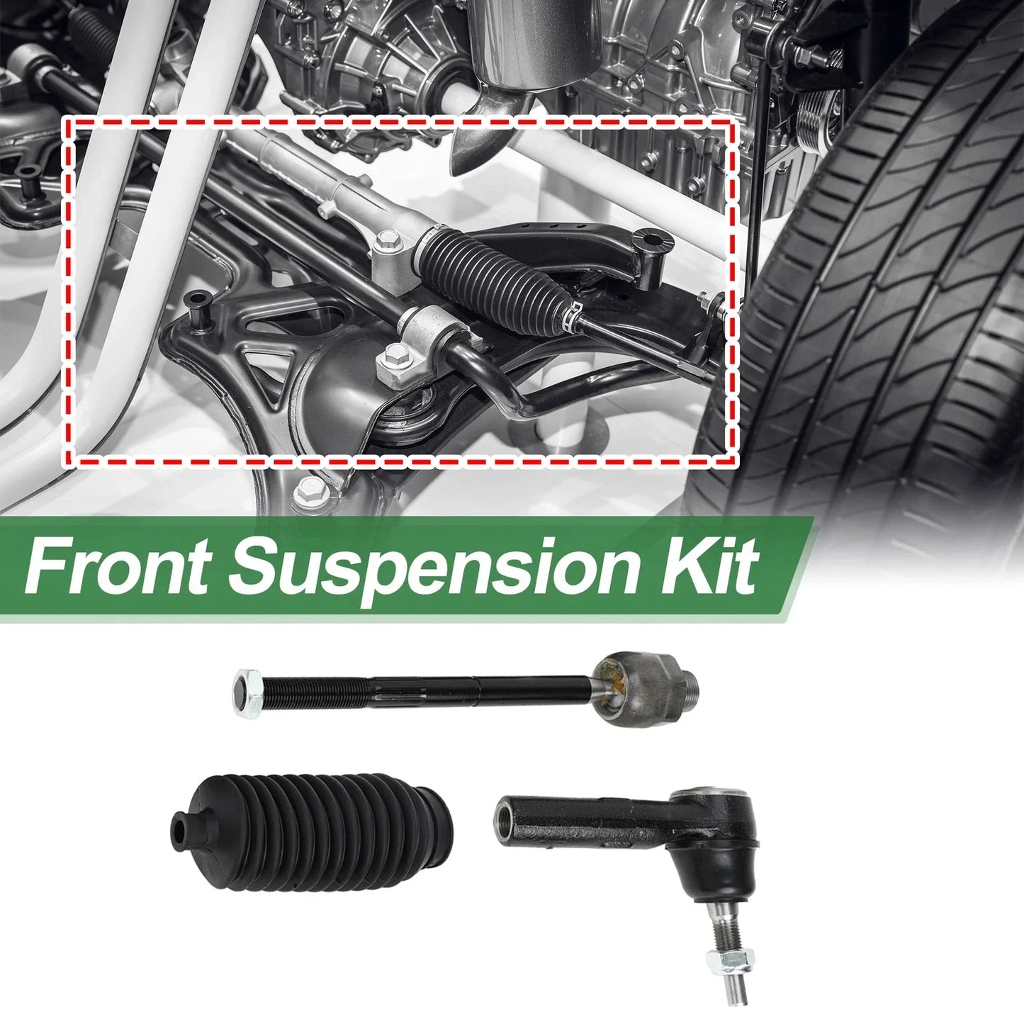 6pcs Front Suspension Kit Tie Rod Ends with Boots for Dodge Dakota (2005-2011)