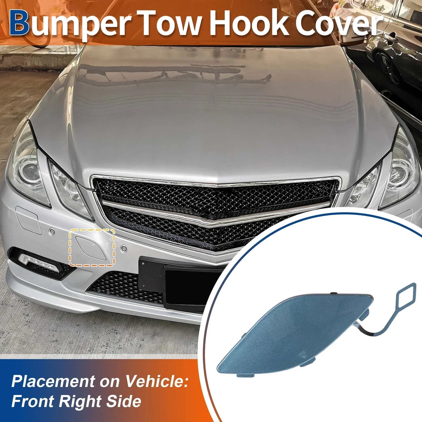 Front Car Bumper Tow Hook Cover for Mercedes-Benz E350 (2010-2014) Blue