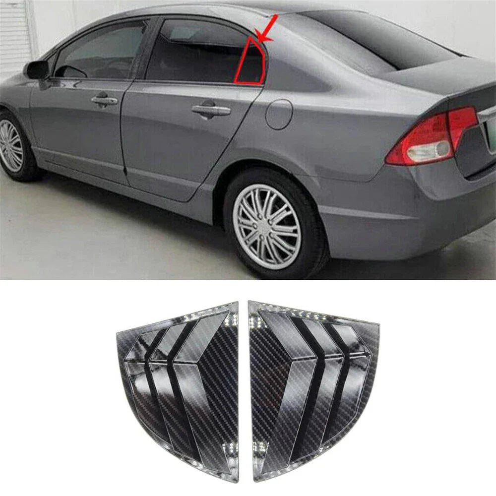 Carbon Fiber Look Vent Window Scoop Louver Cover Trim for Honda Civic (2006-2011)