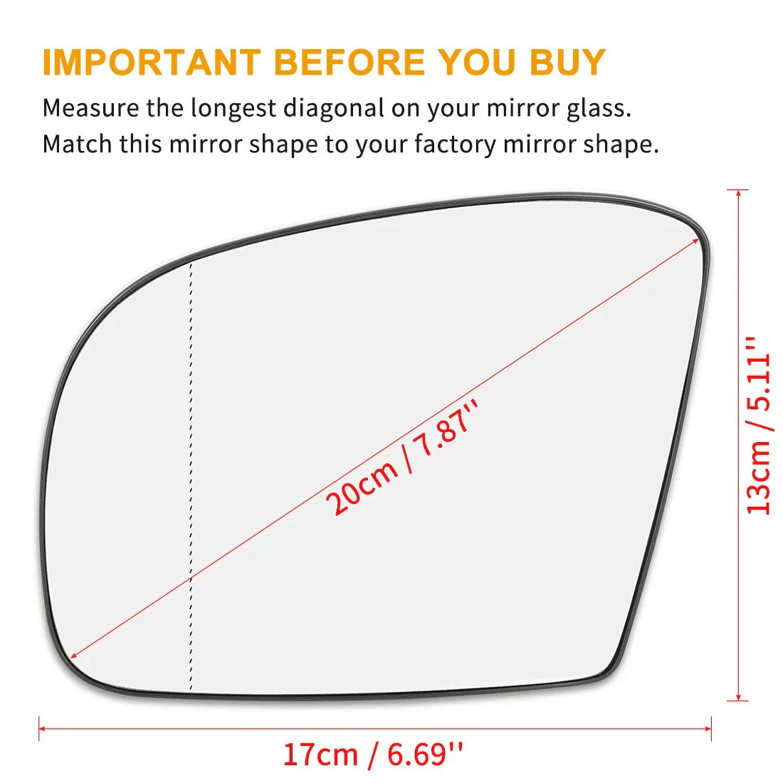 Heated Mirror Glass for Mercedes-Benz GL320 2007-2008 with Backing Plate