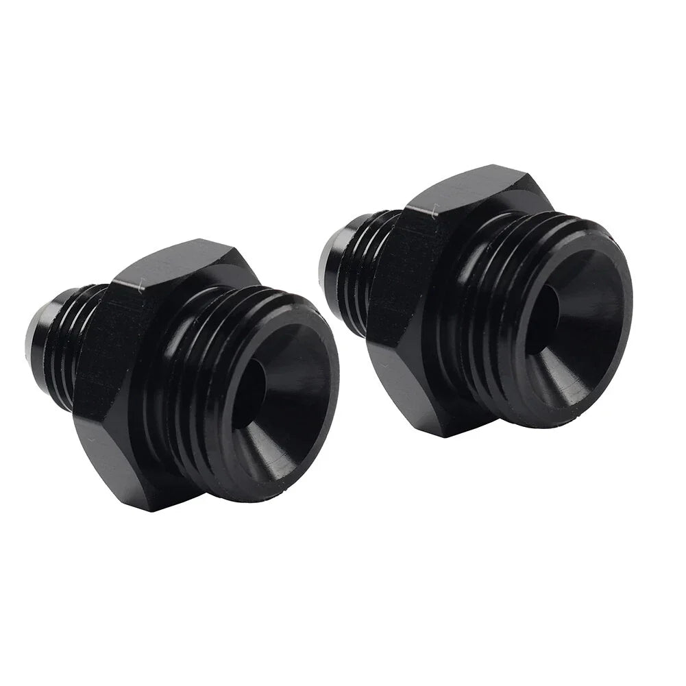 Black Aluminum AN6 Flare to 6AN ORB Male Fitting Adapter w/ O-Rings