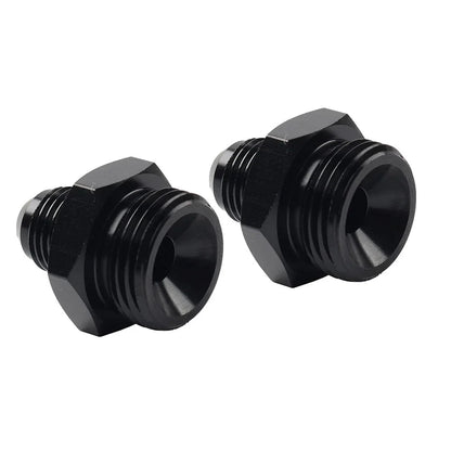 Black Aluminum AN6 Flare to 6AN ORB Male Fitting Adapter w/ O-Rings