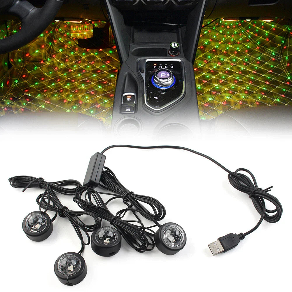 Colorful USB Ambient Foot Lamp for Car Interior Lighting