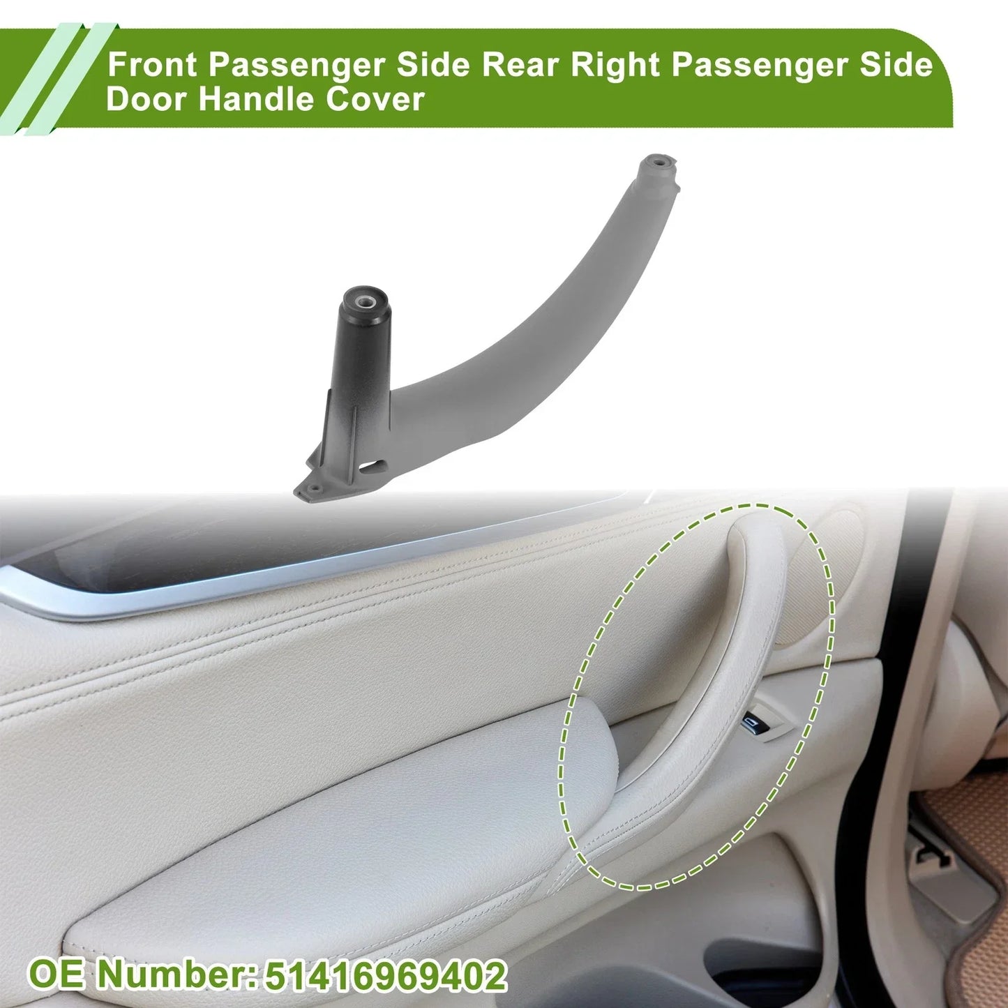 Door Panel Handle Pull Trim Cover for BMW X5 E70 (2008 - 2013) Gray