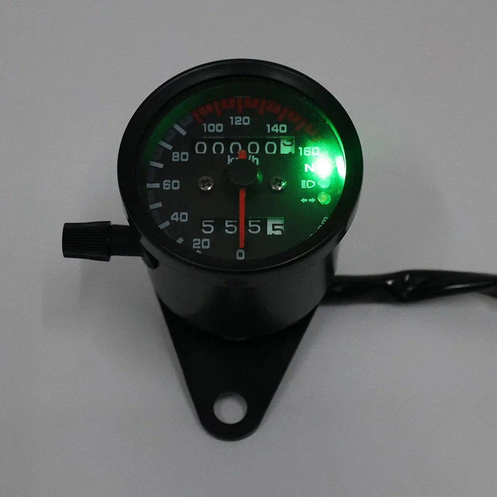Mini Speedometer Odometer Gauge w/ Indicator Light for Motorcycle Universal (12V)