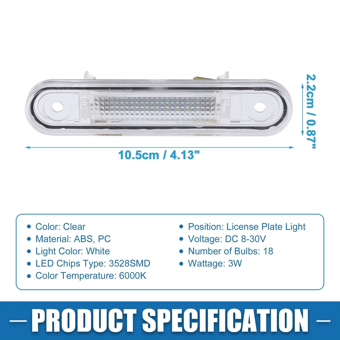 2 x White LED License Plate Lights for Mercedes-Benz C220 (2001-2010)